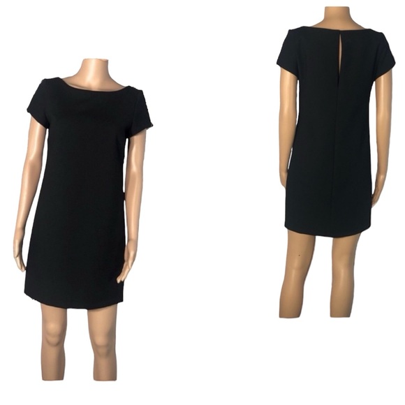 Zara Woman Black Keyhole Back Short Sleeve Shift Dress Imported Womens XS - Picture 3 of 10